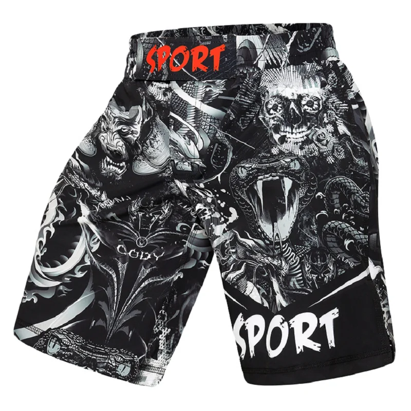

Punk Style 3D Printing Compression Elastic Waist Men Martial Arts Wear Design Custom Your Own MMA jiu jitsu Fighting Shorts