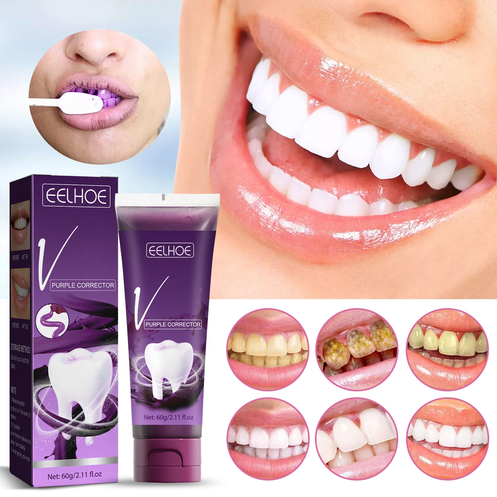 

V34 Colour Corrector Teeth Mouth Breathing Freshener Whitening Sensitive Teeth Toothpaste Remove Plaque Stains Care Toothpaste