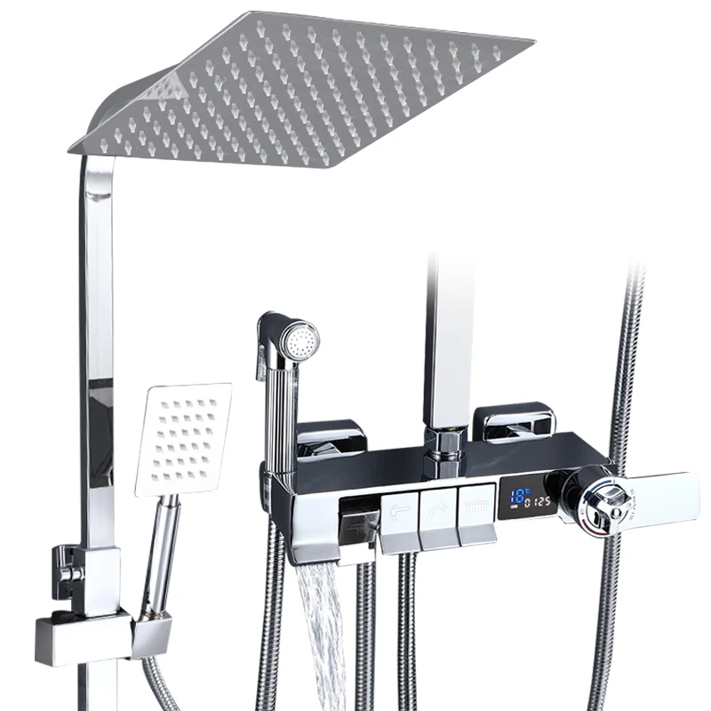 

OXG смеситель для душа в ванной комнате, латунный термостатический смеситель для дождевого душа, кран, душевая система, водопадный излив с смесителем для биде