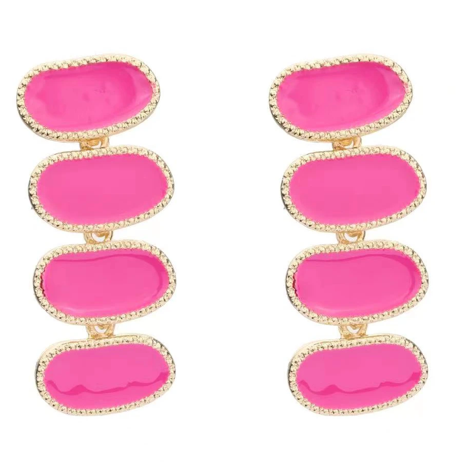 

Personality 5 Color Stitched Geometric Long Earrings for Woman Student Jewelry