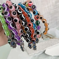turkish lucky eye fatima hand bracelet for women men 5 colorful blue evil eye beads charm bracelets bangles jewelry gift