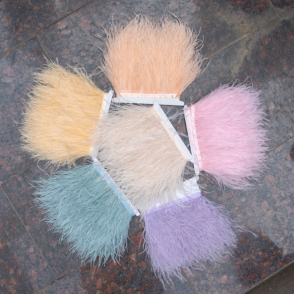 

1M 5M 10 Meters Natural Ostrich Feathers Trim 8-10CM Fluffy Plumes Ribbon for DIY Wedding Dress Stage Clothing Sewing Decoration