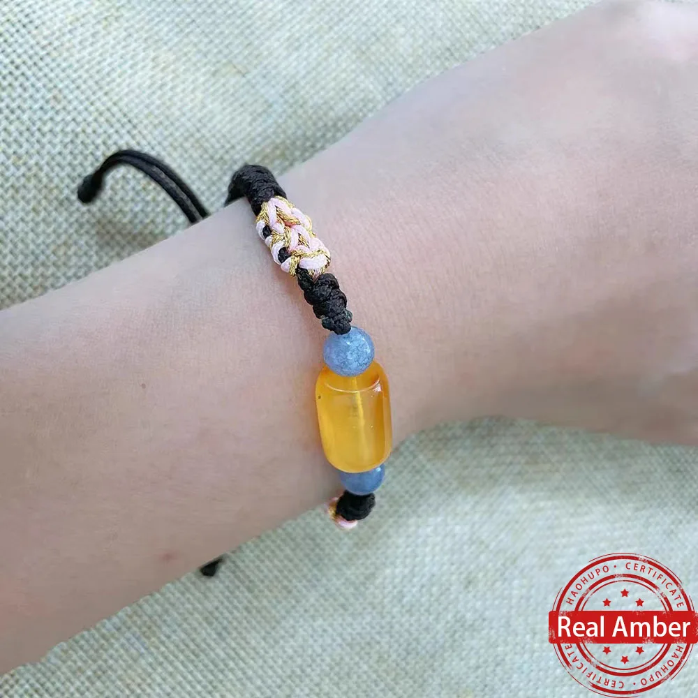 

Natural Baltic Amber Beeswax Bracelet for Woman Aldult Adjustable Shape Lab Tested Supply Certificate Authenticity Jewelry Gift