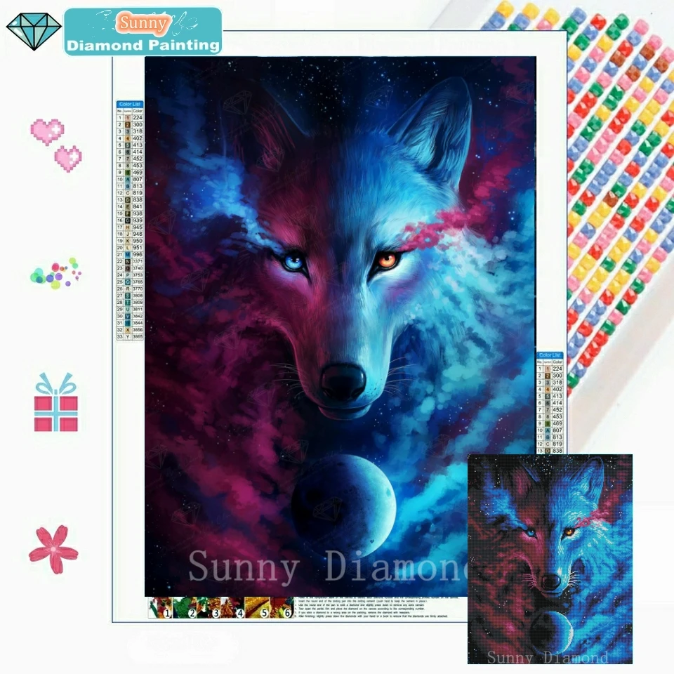 

Diamond Painting Fantasy Animals Wolf Lion Dark Cross Stitch Kit 5D DIY Full Drill Embroidery Mosaic Wall Art Picture Decor Gift