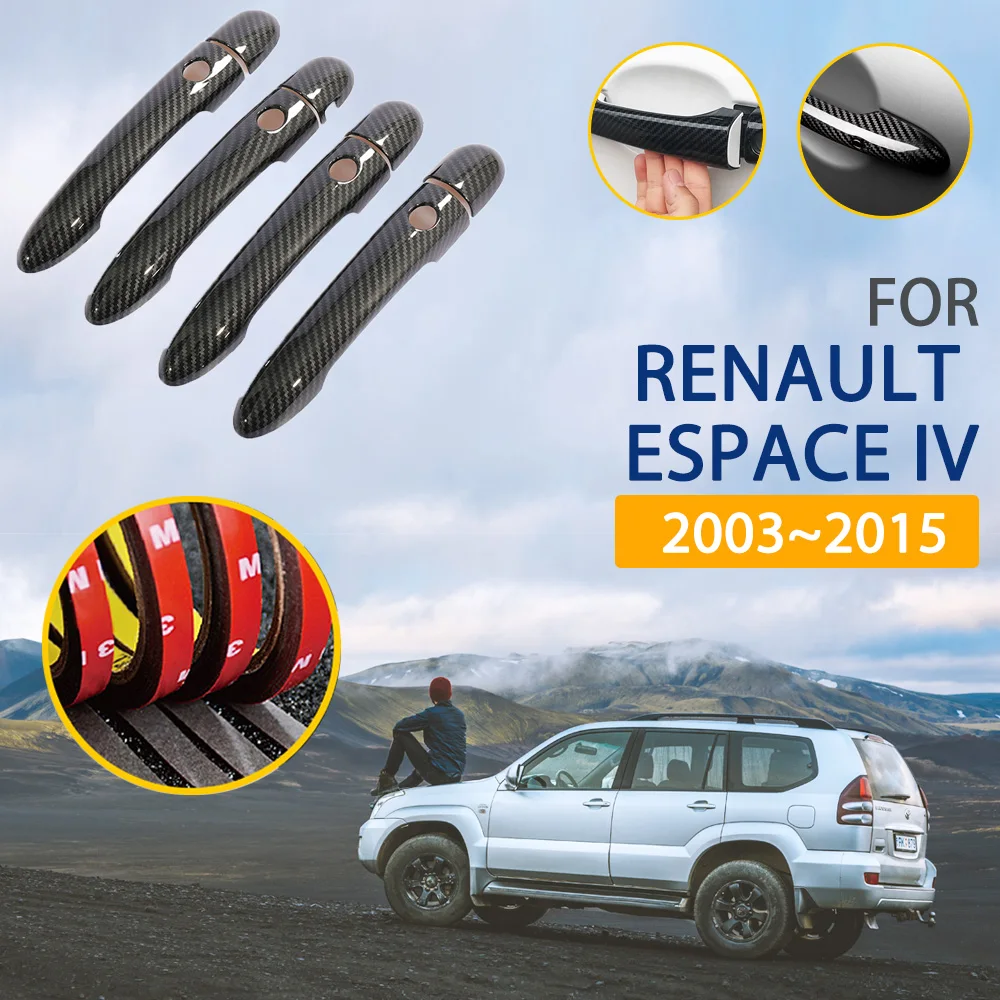 

Black Colour Carbon Fiber Door Handles Cover Trim Set for Renault Espace IV 2003~2015 Accessories 2004 2005 2006 2014 2013 2012