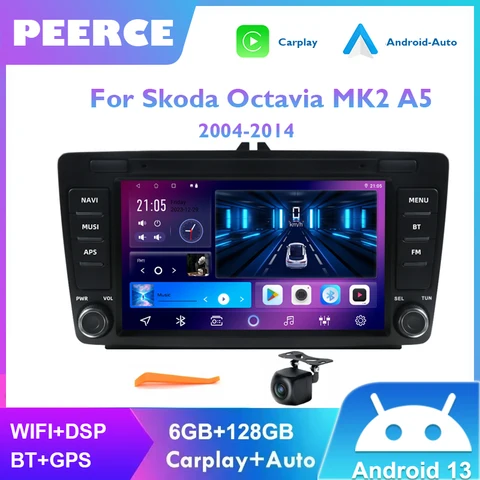Автомагнитола 2DIN, Android, для Skoda Octavia Mk2 A5 2004-2014, Wi-Fi, Bluetooth