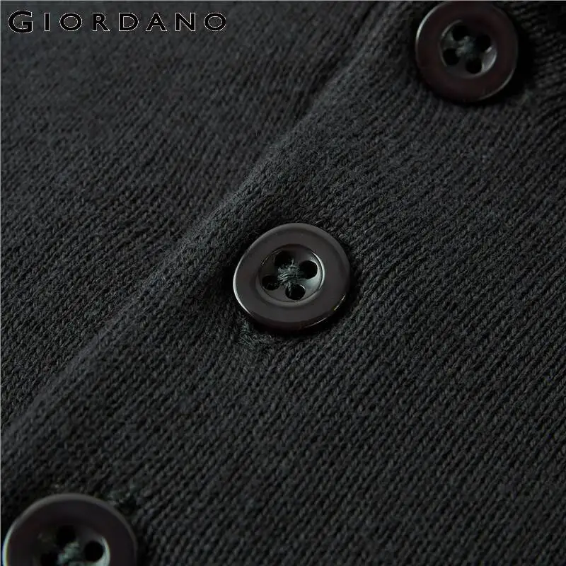 Giordano Men Polo Combed Cotton Long Sleeve Knit Polo Shirt 12 Stich Knitting Thick Polo Shirts Long Sleeve Casual Polo 18052605
