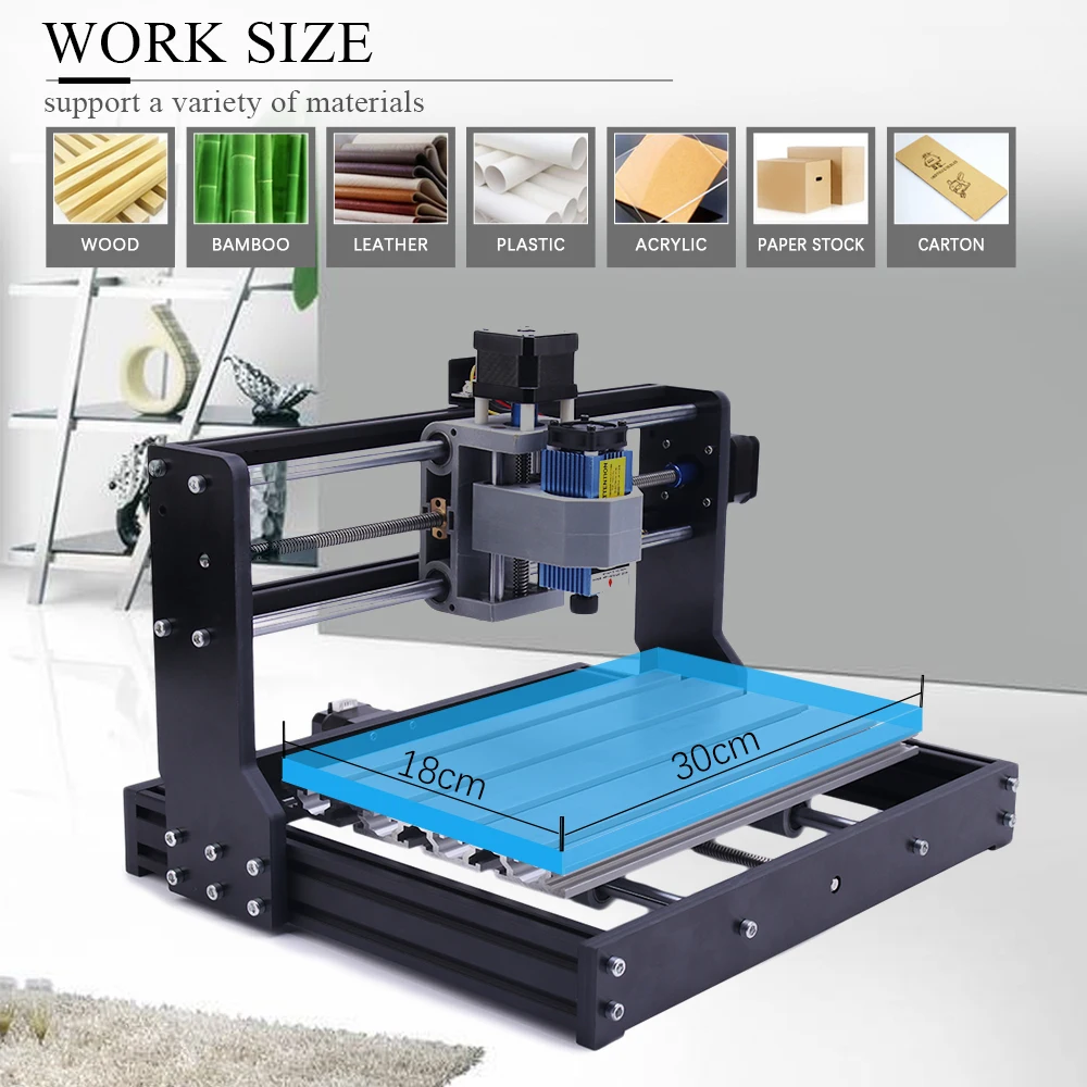 Гравировальный станок с ЧПУ 3018 PRO 3 оси 15 Вт