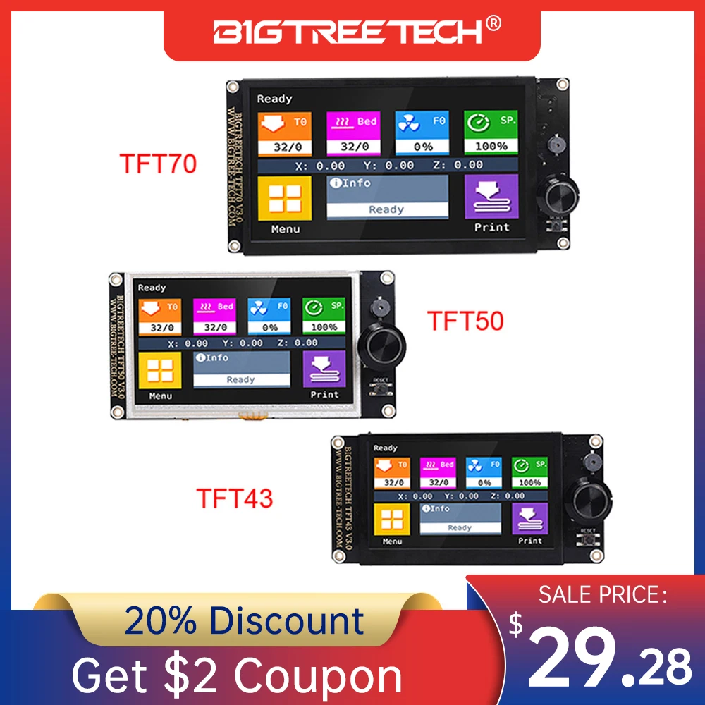 Buy Bigtreetech TFT43 TFT50 TFT70 V3.0タッチスクリーン12864LCD wifiワイヤレス3D用プリンター部品クローナV1.4ターボミニE3 Ender3