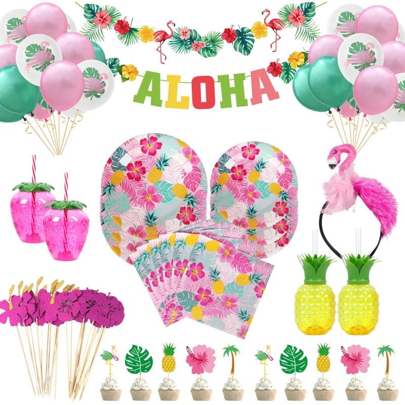 Гавайские летние тропивечерние ничные принадлежности красочные листья розовая