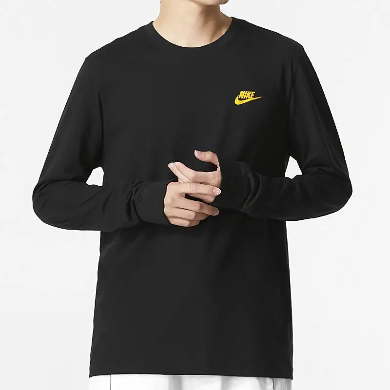 Повседневная футболка с круглым вырезом и длинным рукавом логотипом Nike Simple Letter