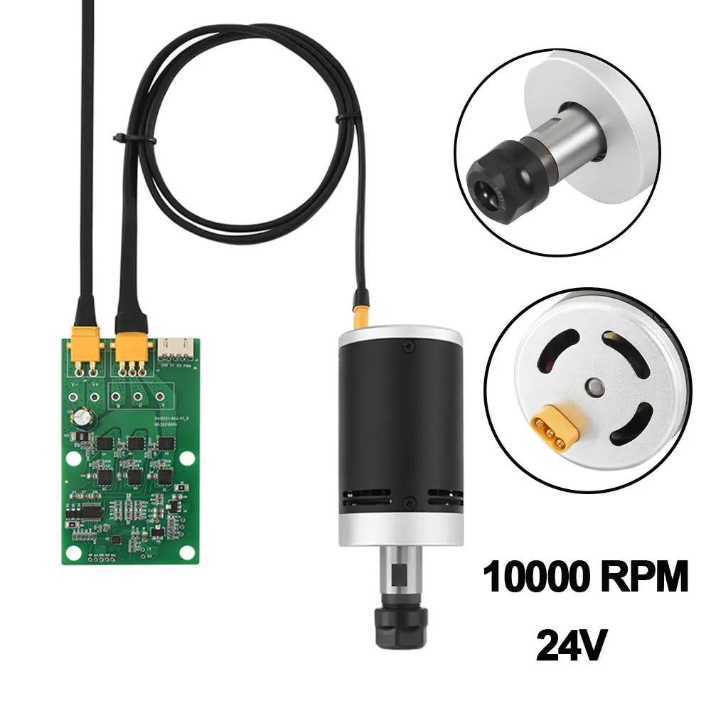 

10000 RPM Brushless Motor 24V Driver Board with Cable Brushless DC Motor Kits for 3018 Pro CNC Engraving Machine Low Noise