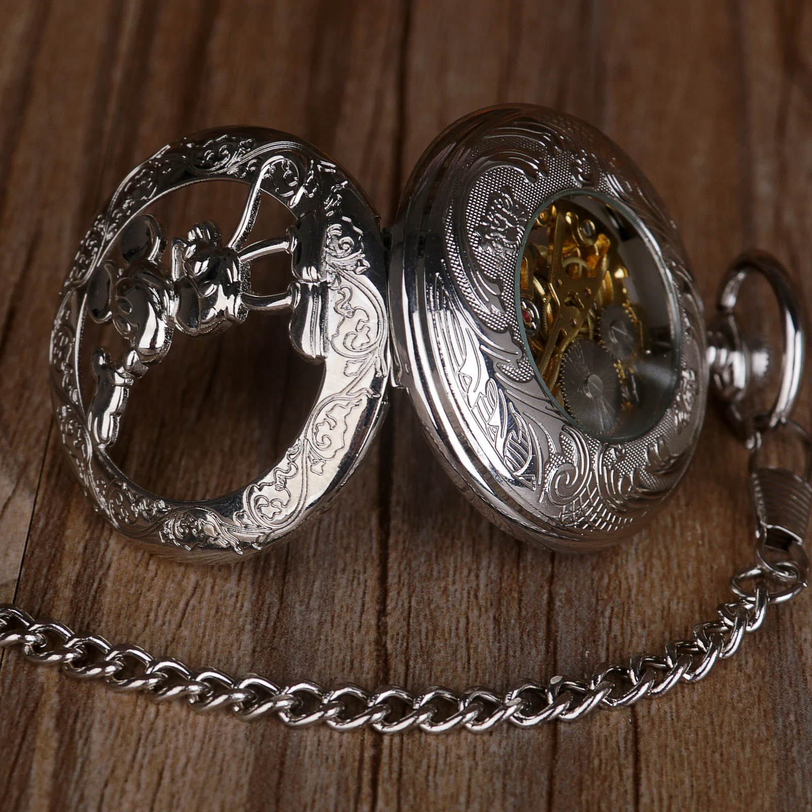 Clamshell Retro Hollow mouse Mechanical Pocket Watch Men Women Unisex Steampunk Vintage Pendant Chain Kids Souvenir Gift
