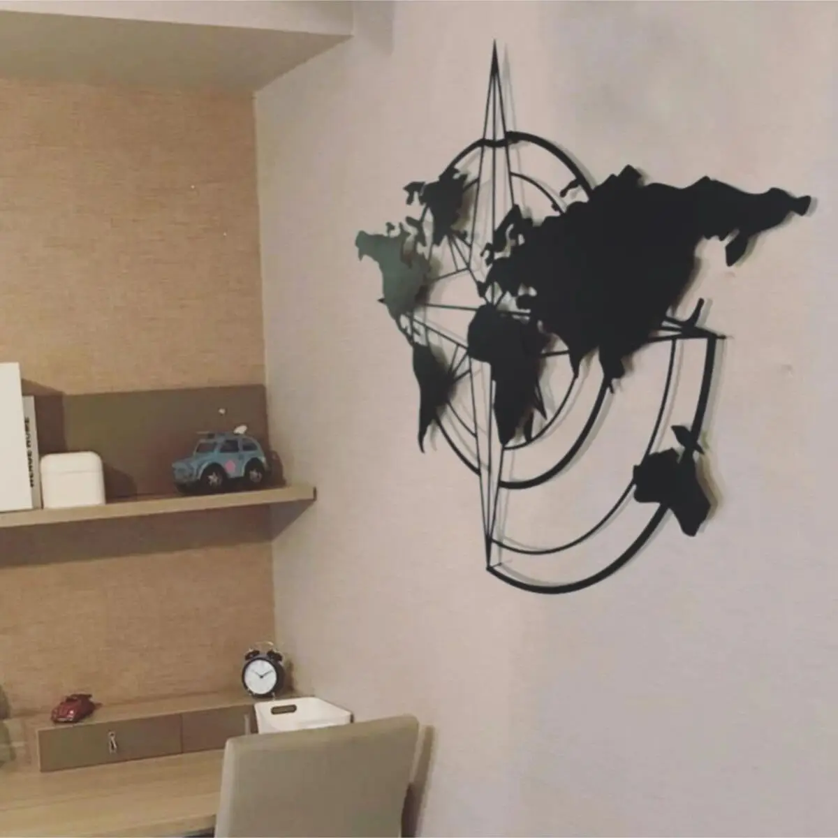 Компас карта мира металлическое украшение стены домашний офис гостиная детская комната 3D современное декоративное искусство настенный декор и аксессуар