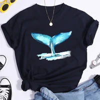 new summer whale dolphin print t shirt female women cotton short sleeve graphic t shirts harajuku vintage ladies tops oversized