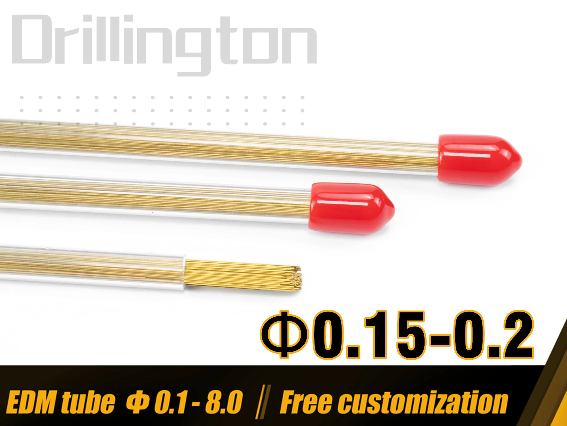 

Латунная медная трубка Drillington EDM, 5 шт., высокоточная электродная трубка с одним отверстием 0,15–0,2 мм для электроэрозионного станка