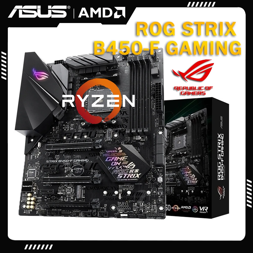 

ASUS ROG STRIX B450-F GAMING Motherboard B450 Motherboard AM4 Support AMD Ryzen 5 5600g 3600x Cpus DDR4 64GB 2×M.2 PCI-E 3.0 ATX