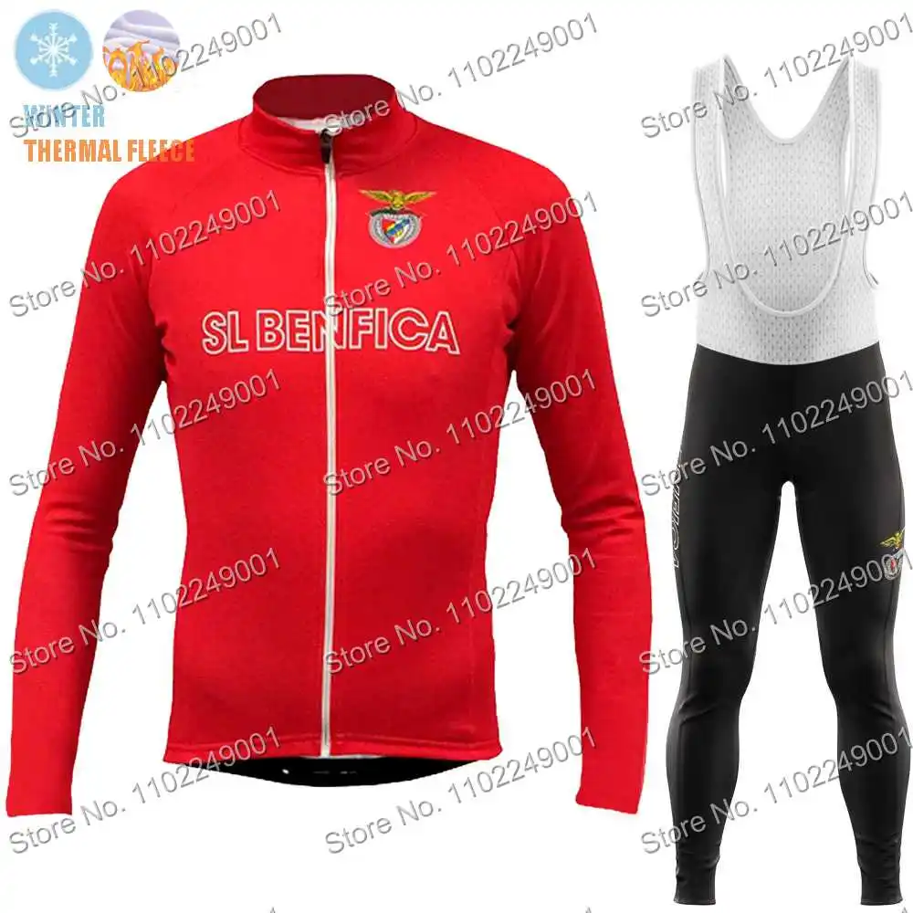 Комплект длиннорукавной майки Benfica Cycling и брюк для велосипеда с термоизоляцией Portugal Pro Team Winter Clothing Men Road Bike Thermal Jacket Bicycle Pants MTB.