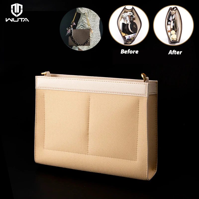 

WUTA Small Felt Purse Bag Organizer Insert With Zipper Bag Tote Shaper Waterproof for LV Toiletry 19 26 Bag 【Pouch no included】