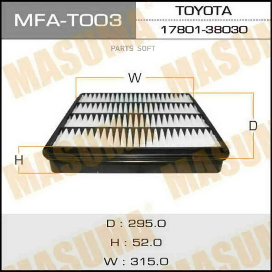 MASUMA MFAT003 Фильтр воздушный Toyota Land Cruiser (J200) 07-, Tundra 06-; Lexus LX LX570 07- MASUMA  1шт