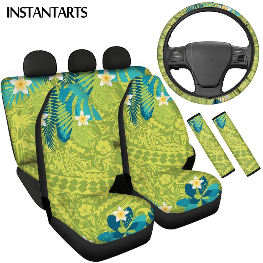 

INSTANTARTS Auto Protector Covers Full Set Polynesian Sea Turtles Prints Comfortable Soft Polyester Seats and Safety Belt Pads