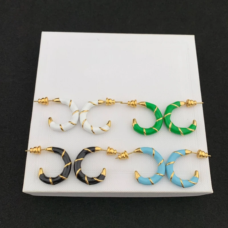 Metal Colorful Resin Hook Luxury  Earrings for Women Brand Gift Party Fashion Jewelry