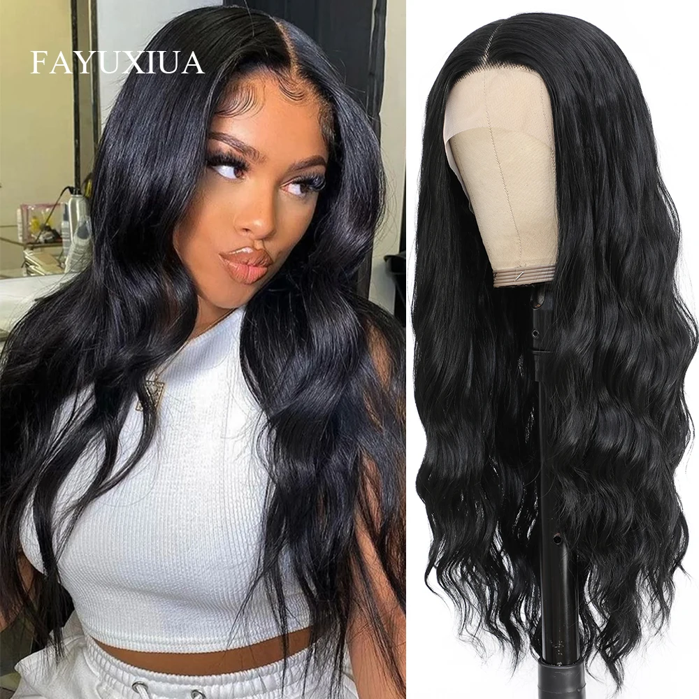 Волнистые парики на сетке синтетические спереди для женщин длинный парик из