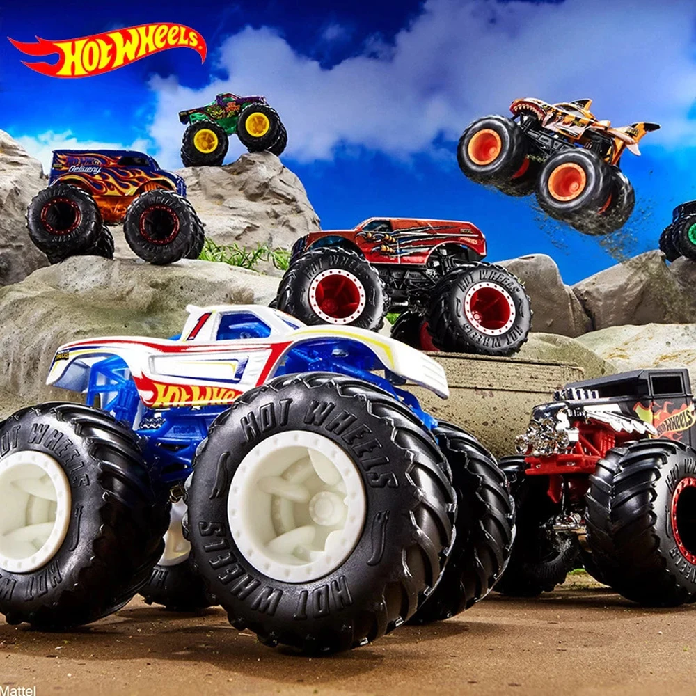 

ORIGINAL Hot Wheels Car Original MONSTER TRUCKS Collection Metal Diecast Model Cars Kids Toy For Children Gift For Kids Mercedes