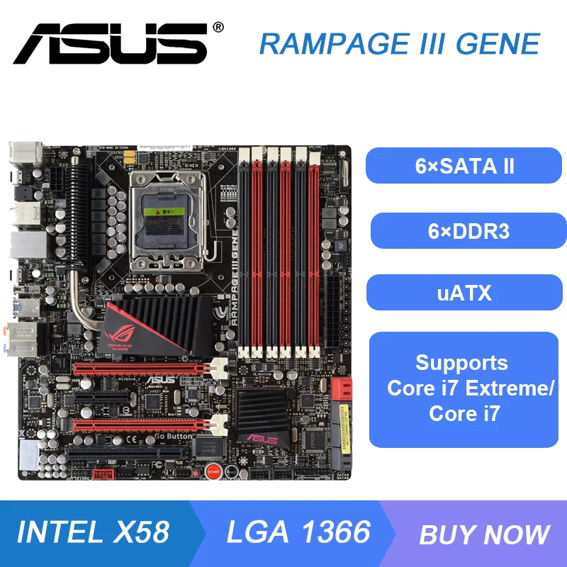 

ASUS ROG RAMPAGE III GENE Player Country R3G Mining Motherboard X58 Motherboard DDR3 24GB LGA 1366 Intel Core i7 Cpus PCI-E 3.0
