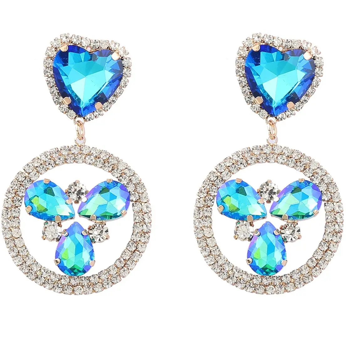 

Heart-shaped Flower Earrings for Woman 2022 New Colored Rhinestone Party Jewelry Accessories