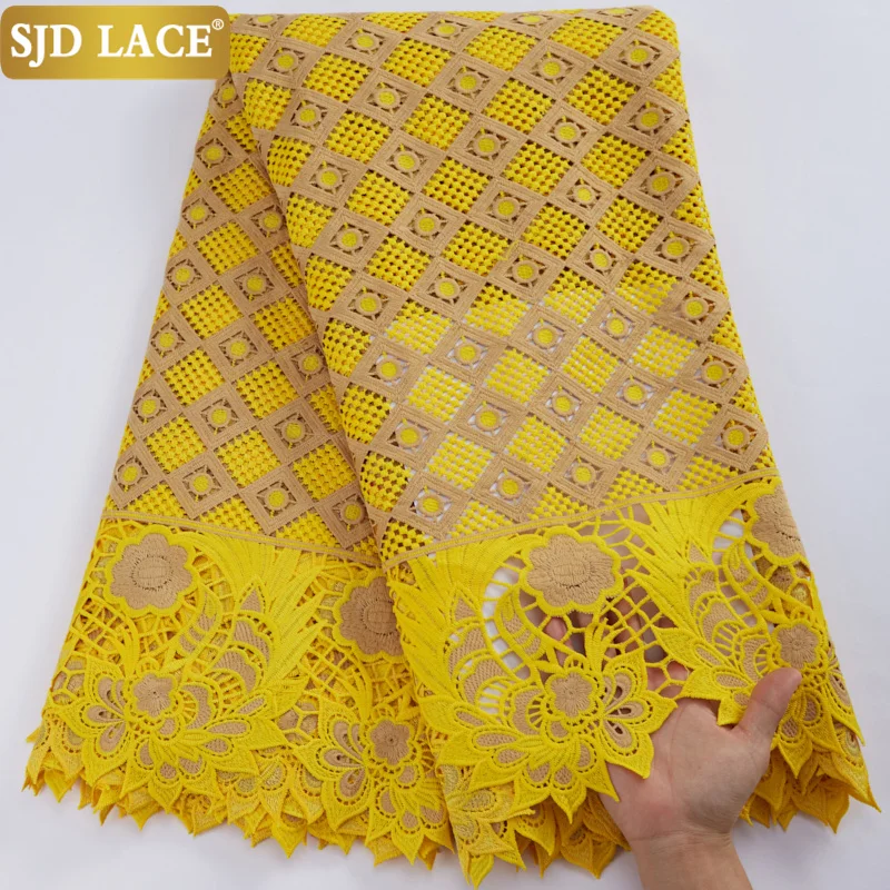 SJD Африканская Кружевная Ткань С Камнями Двойной Водорастворимый Нигерийский