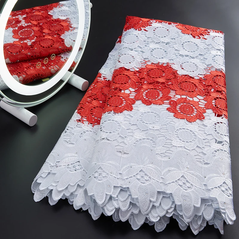 Высококачественная кружевная ткань гипюр 2022 года, вязаная африканская материя для одежды на 5 ярдов с камнями A2960.