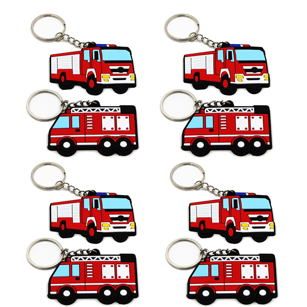 

8pcs Fire Truck Keychains for Kids Fireman Birthday Party Baby Shower Firefighter Themed Party Supplies Favors Gift Bag Fillers