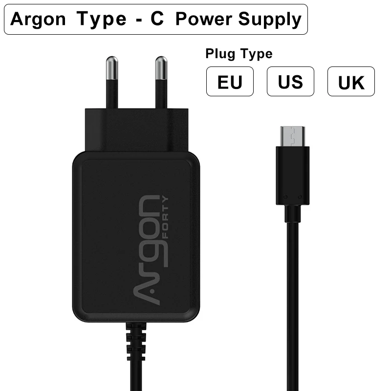 

Argon40 Pi Plug Power Supply 18 Watts 5 Volts Type-C Argon ONE V2 M.2 Case Pi 4 Power Adapter USB C Charger for Raspberry Pi 4