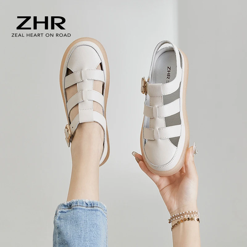 ZHR 2023 New Sandals Women Wrap Toe Hollow Outs Roman Women Casual Beach Shoes Summer Sandals Woman Sandalias A82