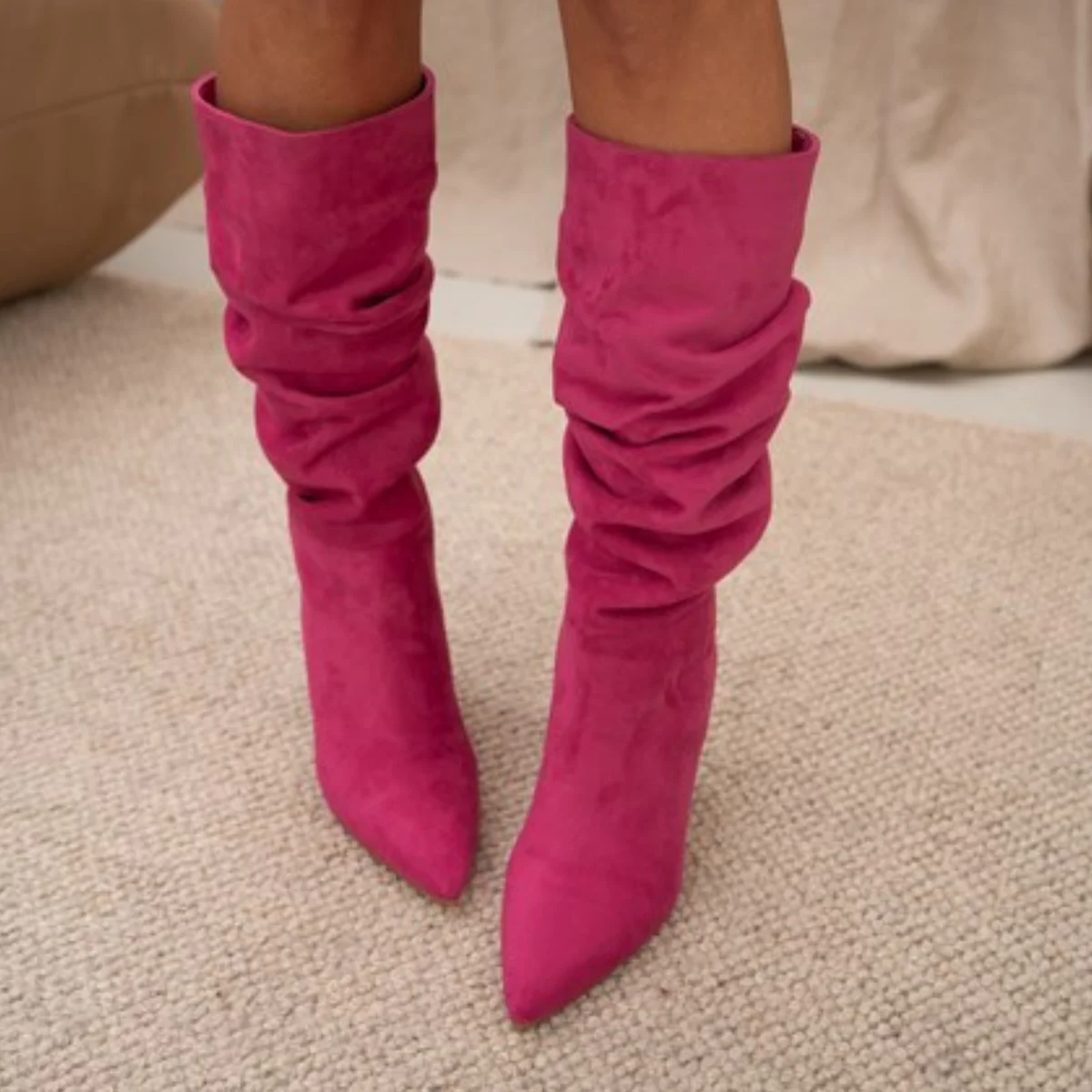 

ботинки женские ботинки женские осенние обувь женскЖенские ботинки из искусственной замши Awen, Элегантные дизайнерские туфли с острым носк...