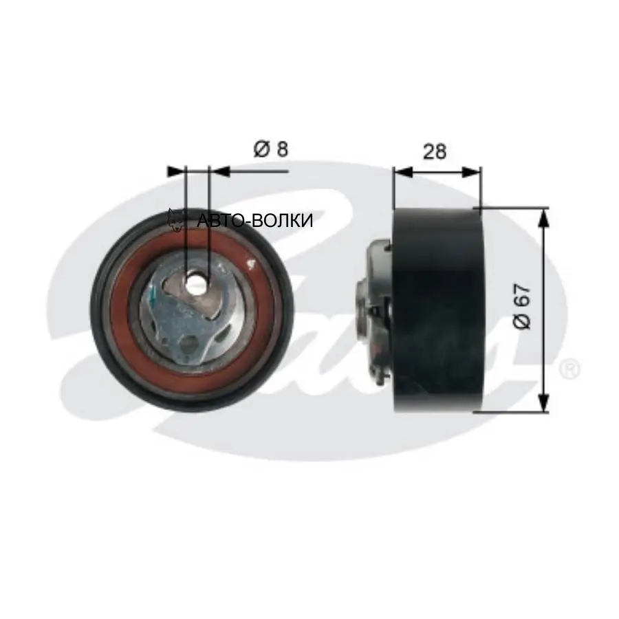 GATES T43136 Ролик натяжителя ремня ГРМ 7784-21112 CHERY Fora/Tiggo 1 8