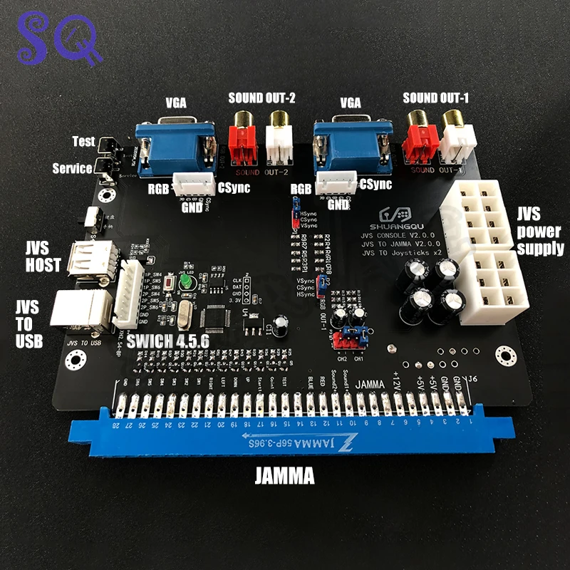 JVS to Jamma/PC Nnc for Jamma Pcb Mainboard CRT Emudriver to JVS Io Xinput Fighting Machine Video Signal Conversion Board