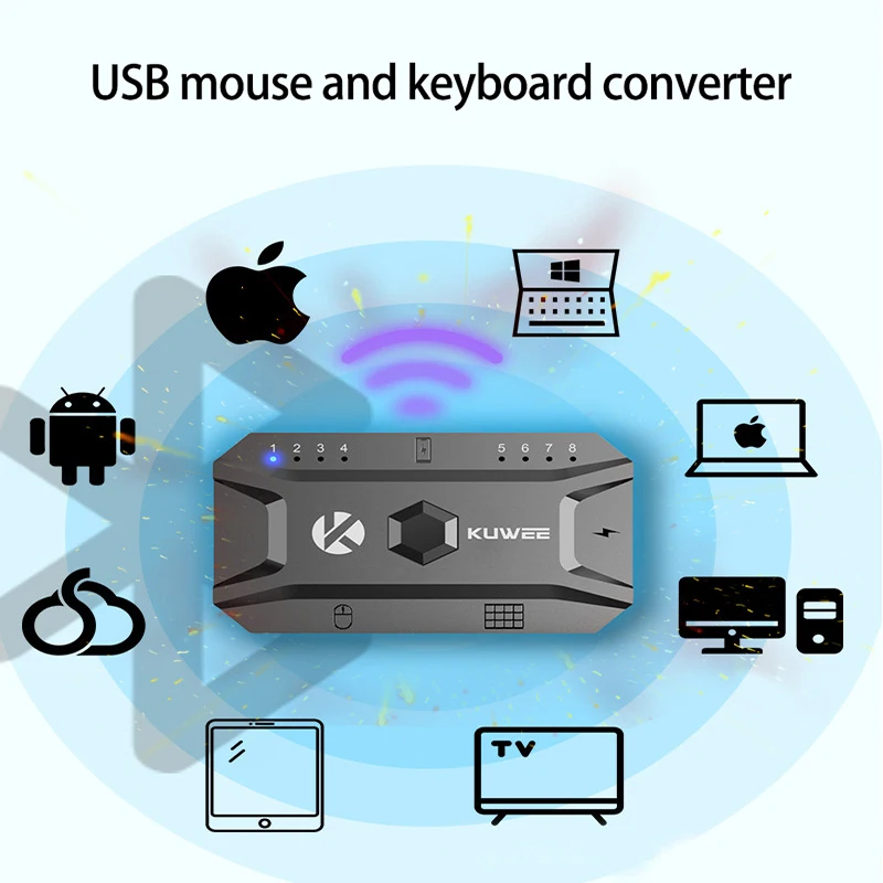 Bluetooth Hub USB 5.0 Converter Wired Keyboard And Mouse to Wireless usb hub Adapter Support 8 Devices For Tablet,Laptop,Mobile