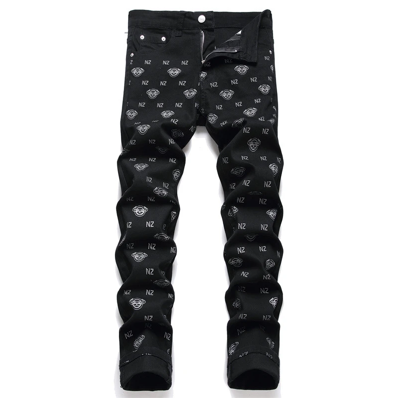 

Hot Sell Wholesale New Skinny Jeans Men Streetwear Destroyed Ripped Patchwork Denim Jeans