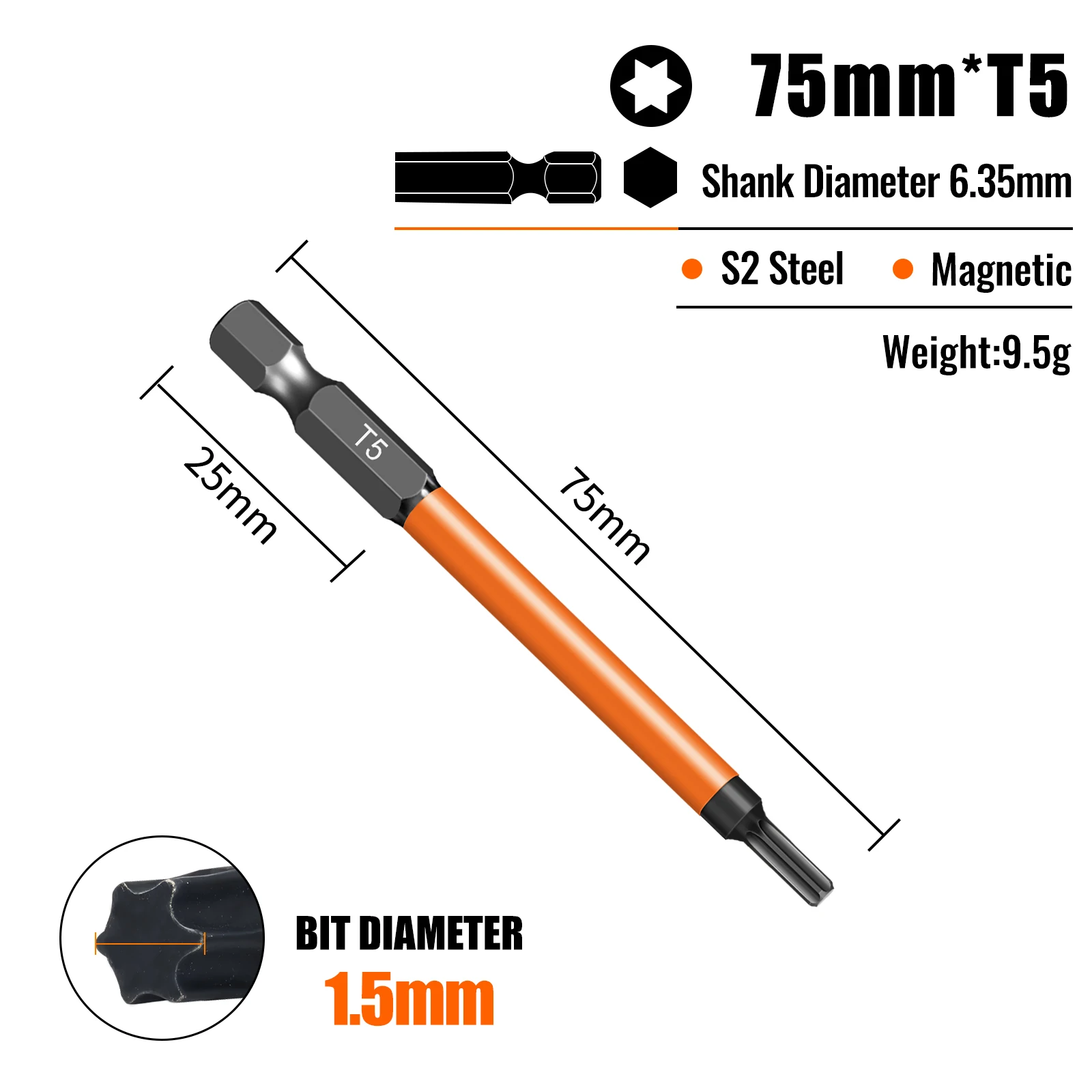 Набор отверток Torx, отдельные биты T5-T40, длина 75/100/150 мм, сильный магнетизм, высокая твердость, легированная сталь S2, хвостовик 1/4 Гекса лев васильевич тарасов земной магнетизм учебное пособие