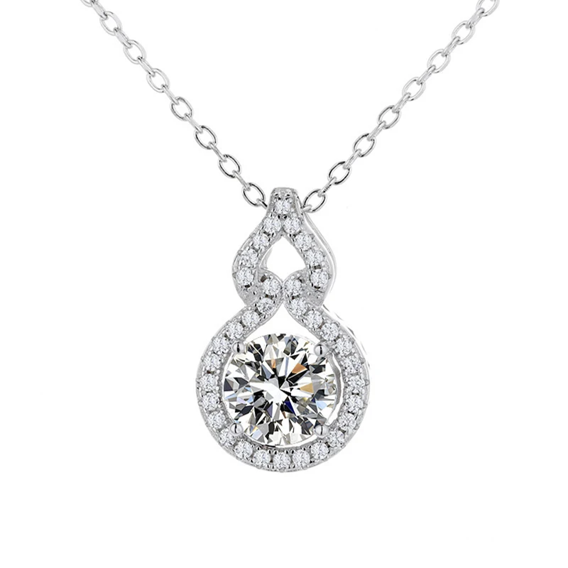 

S925 Silver Moissanite Gourd Necklace Women D Color VVS 1ct Moissanite Diamond Cucurbit Pendant Necklace Passm Tester Gift