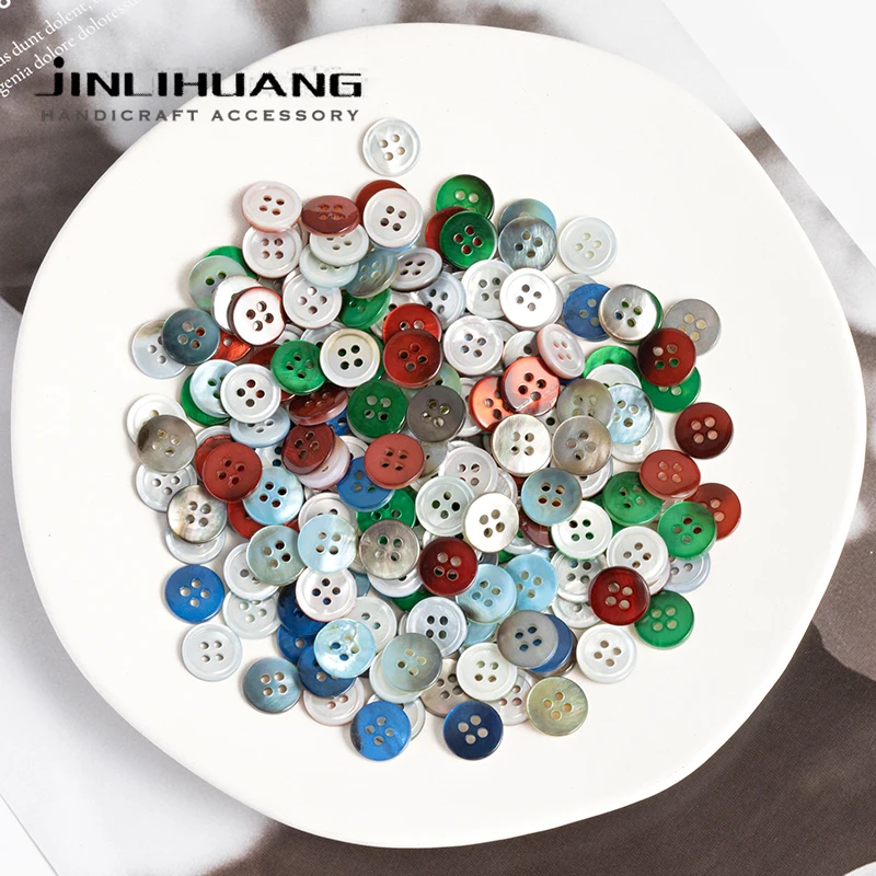 

11.5mm 10pcs Color Natural Pearl Shell Shirt Buttons 4-holes Dye Red Blue Sewing MOP for Dress Clothing DIY Craft Accessories