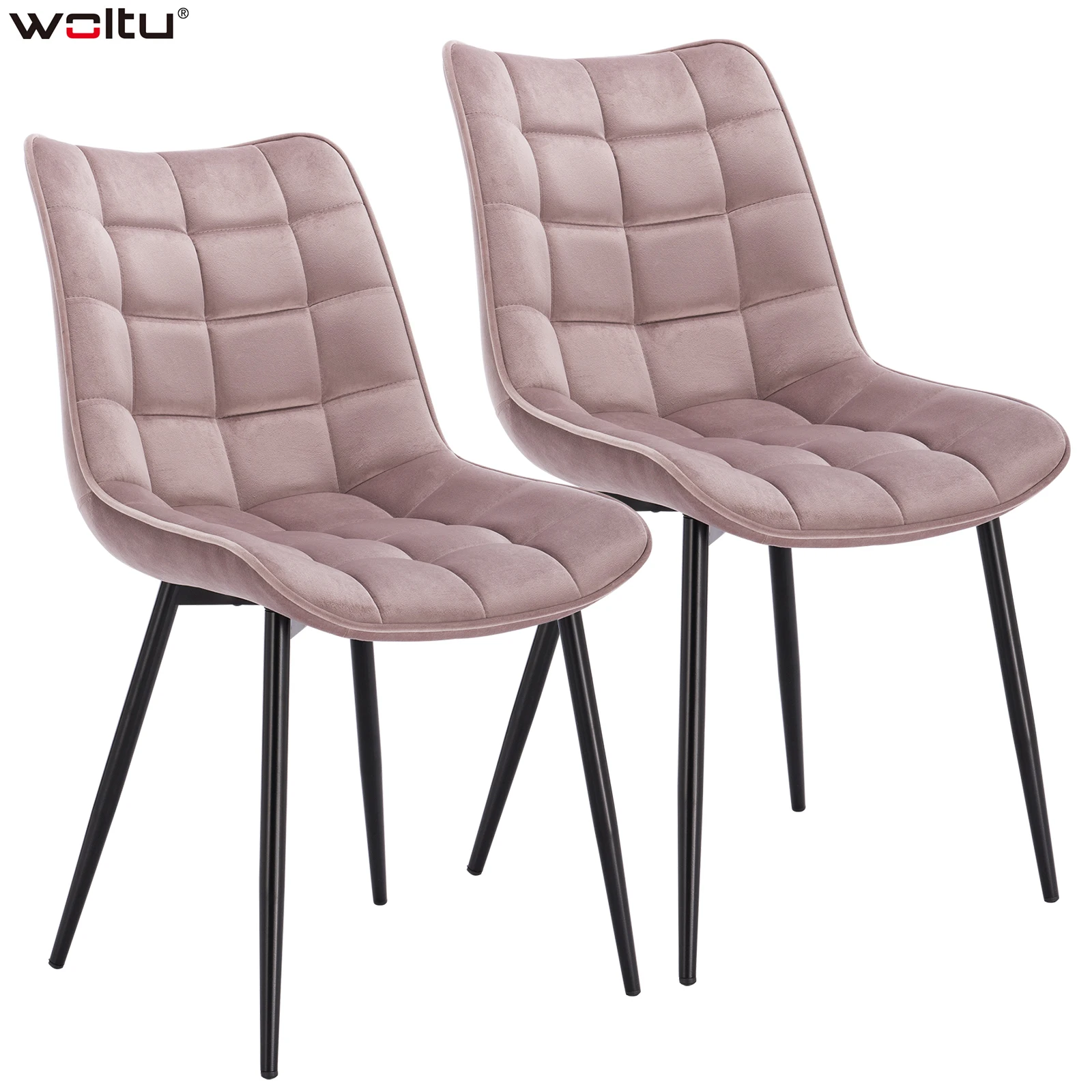 

WOLTU 2PCs/Set Dining Chairs Faux Leather/Fabric/Velvet/Linen Kitchen Chair Upholstered Seat Stable Metal Legs Kitchen Furniture