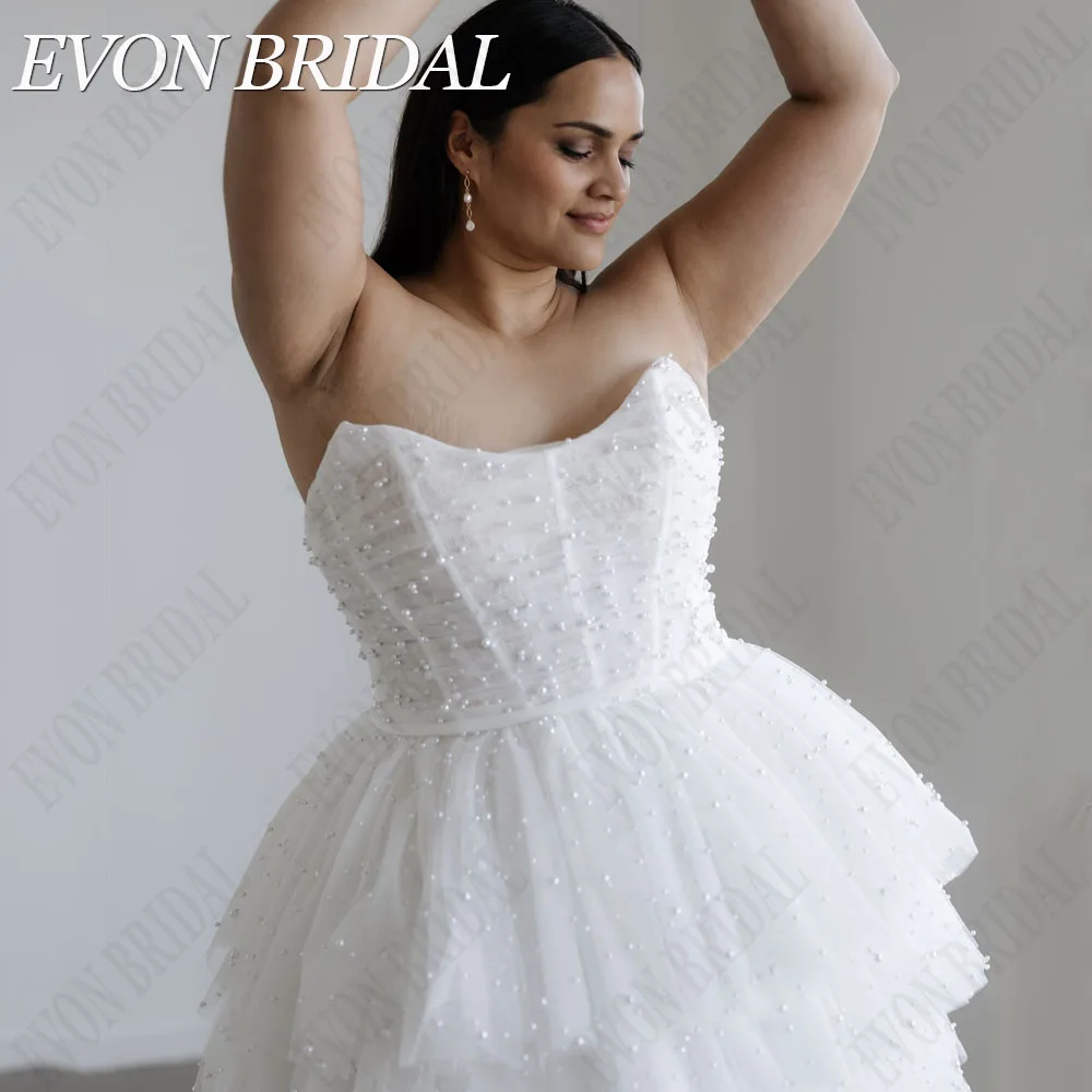 Женское свадебное платье без бретелек EVON ТРАПЕЦИЕВИДНОЕ фатиновое Многоярусное
