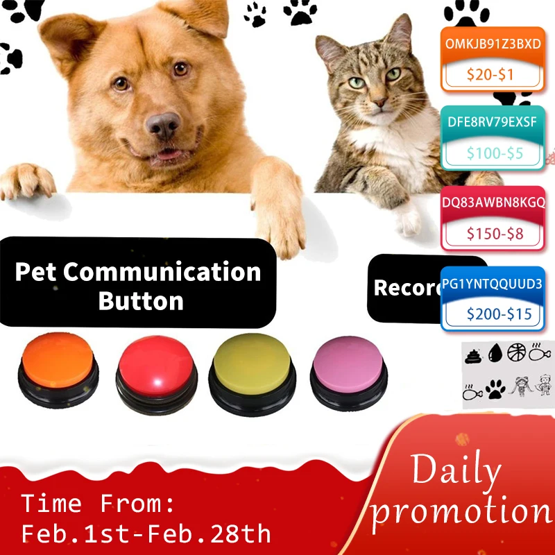 

Recordable Talking Button Interactive Kids Pets Communication Buttons Party Noise Makers Dog Training Answer Buzzer 30 Second Re