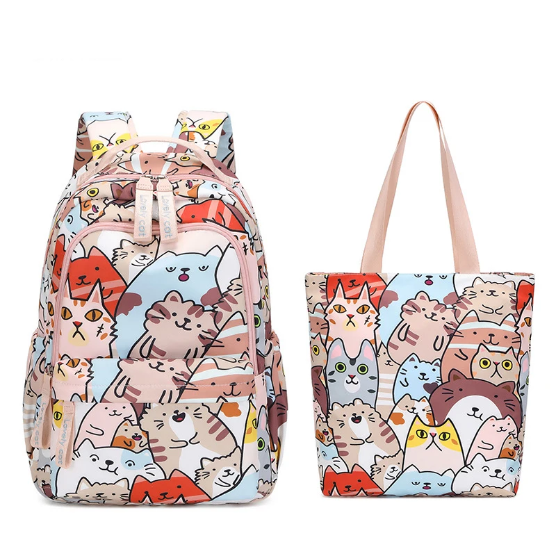 Рюкзак для девочек с милыми рисунками кошек набор школьных сумок принтом