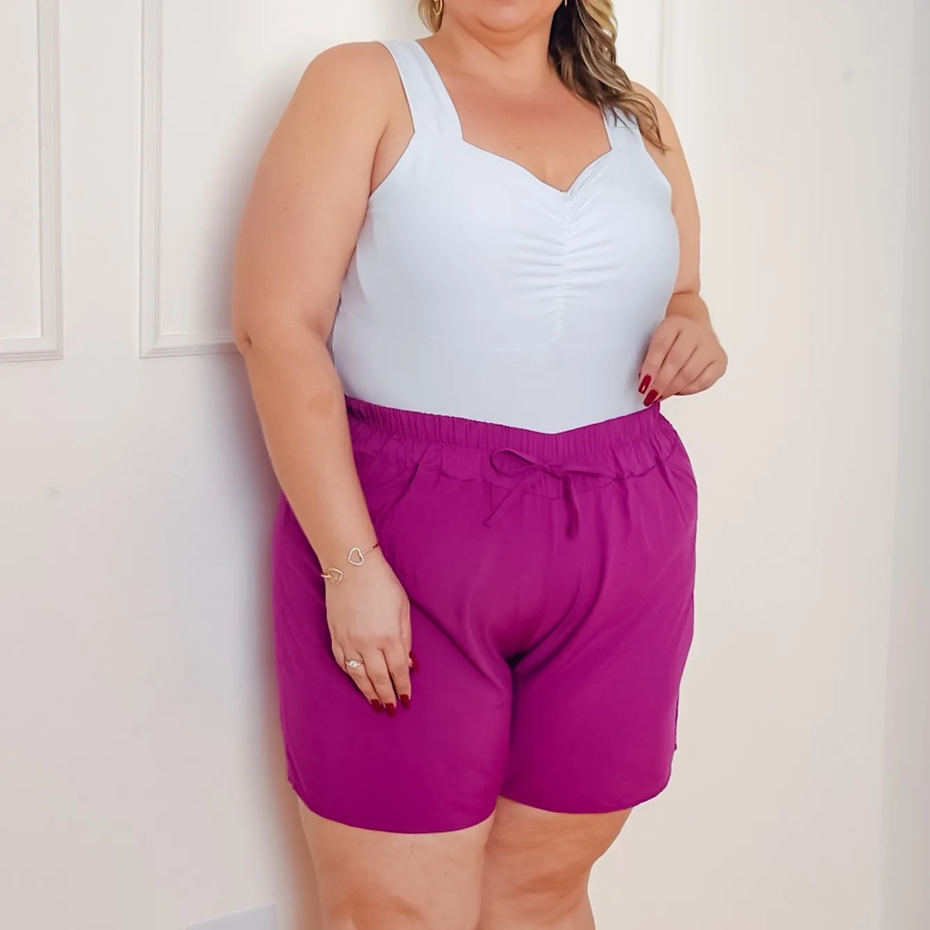 

SHORT PLUS SIZE FEMALE LISO VISCOSE ELASTICO SHORT TO BEACH WITHOUT POCKET