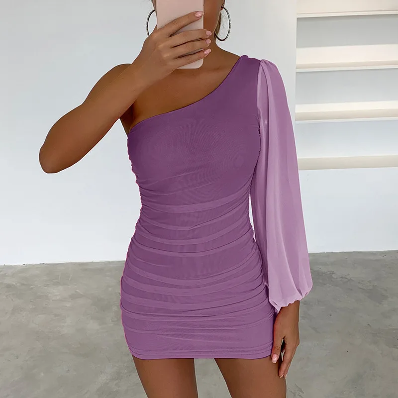 

Elegant Dress One Shoulder Long Sleeve Dress For Women 2022