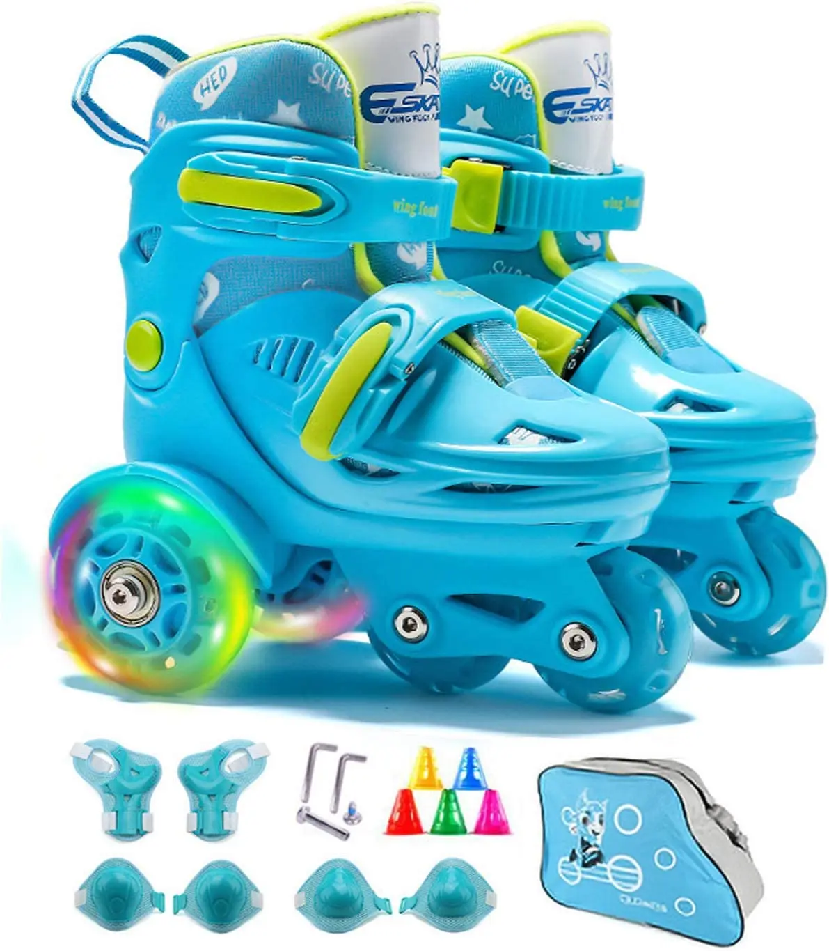 

4-Pejiijar Adjustable Roller Skates for Kids Girls Ladies with Light Up Flash LED Wheels(Age 3-9),Gift Box Packing for Children